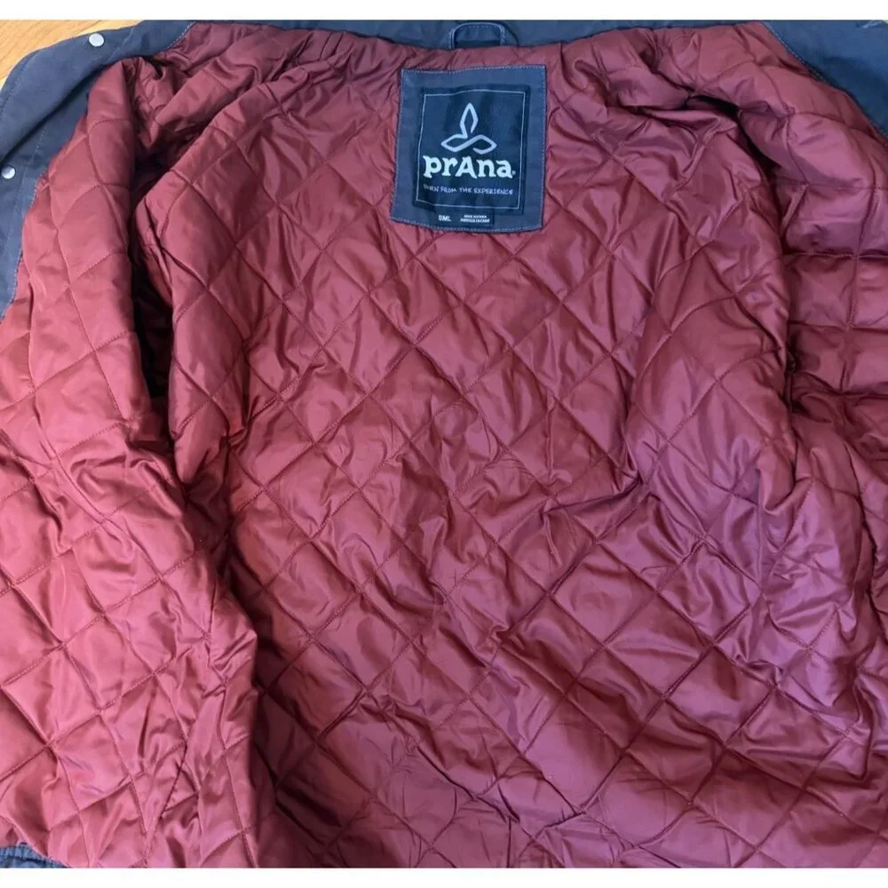Prana Trembly Insulated Jacket Shacket Chore Utility Men's Charcoal Grey Red Sma